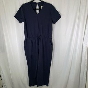 Evy's Tree The Cassie Jumpsuit Women's Small Blue Short Sleeve Vneck 25" Inseam